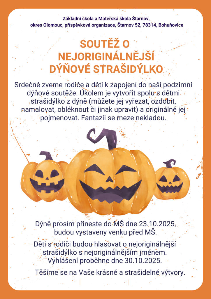 Plakát soutěž o&nbsp;nejoriginálnější dýňové strašidýlko